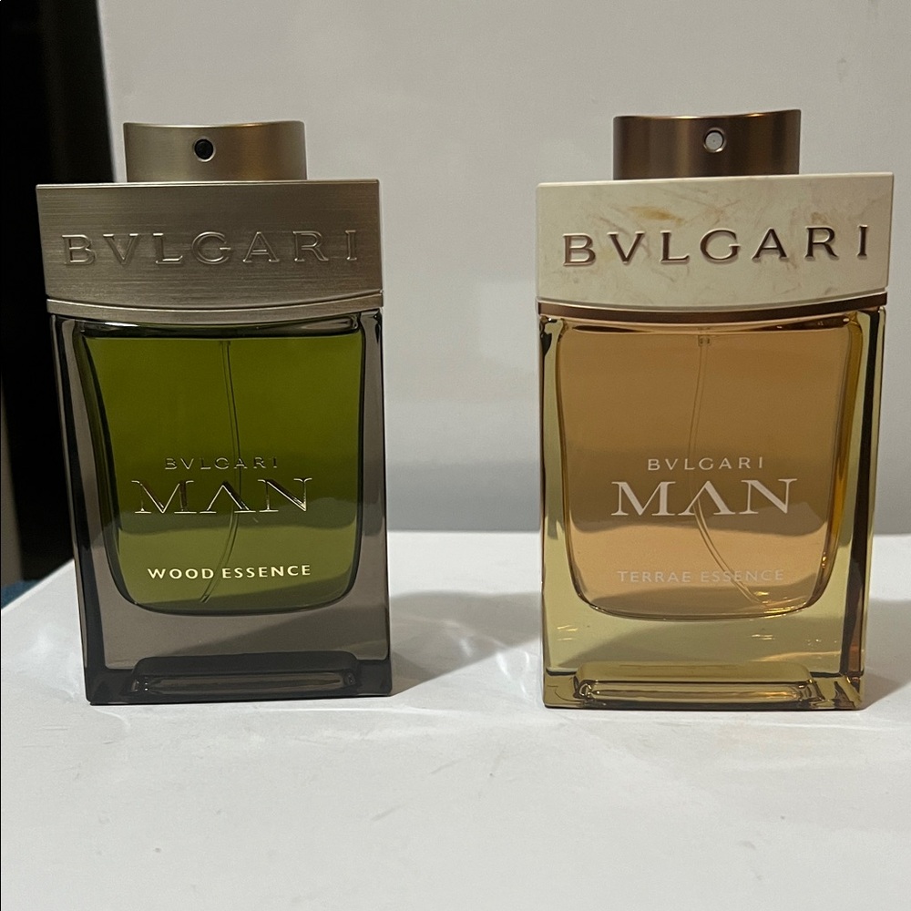 BVLGARI MAN Wood & Terra Essence Duo — Green and Amber Bottles, Both 3.4 oz